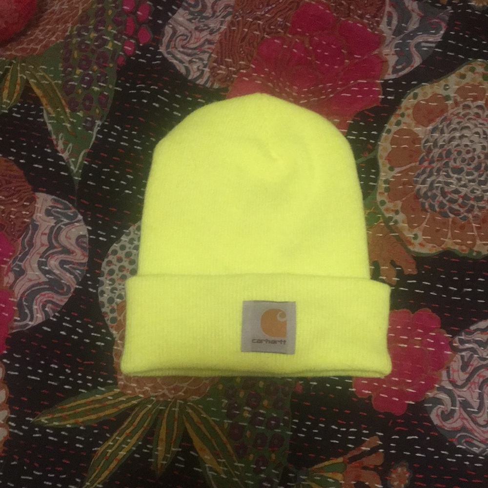 neon yellow carhartt beanie